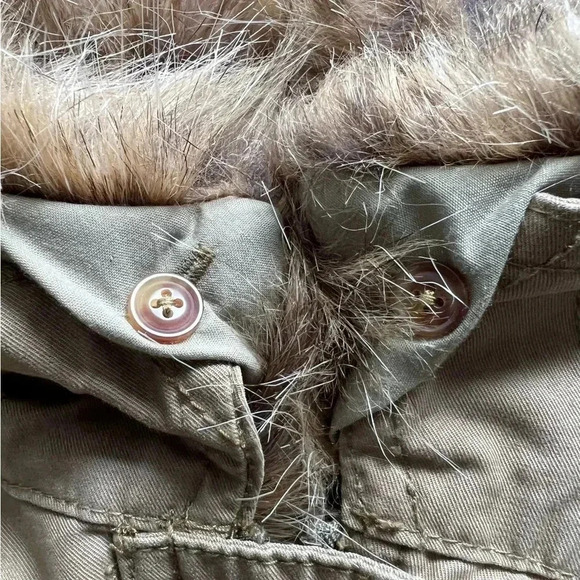 Anthropologie | Saskia army green faux fur trimmed utility jacket. Size: XS - Picture 15 of 16